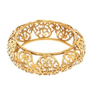 Chanel Gold Extremely Cutout Wide Cuff CC Bangle